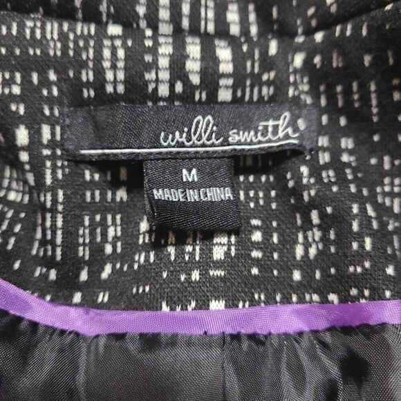 Willi Smith Black White Wing Collar Jacket Ties at Waist size Medium - Picture 3 of 11